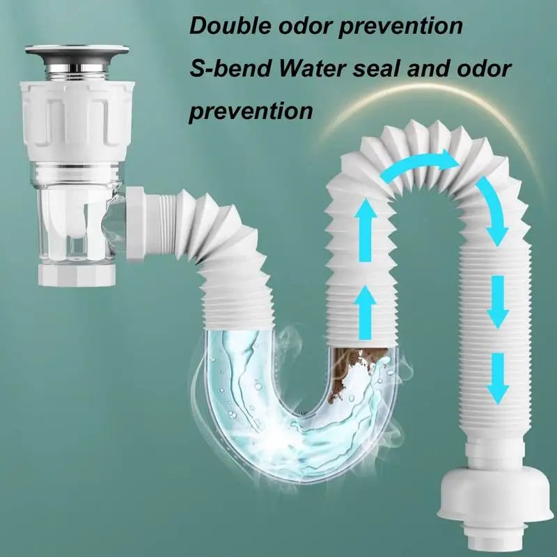 Telescoping Multi-Zweck-Abfluss-Schlauchset – Geruchsverhinderung & Einfache Installation