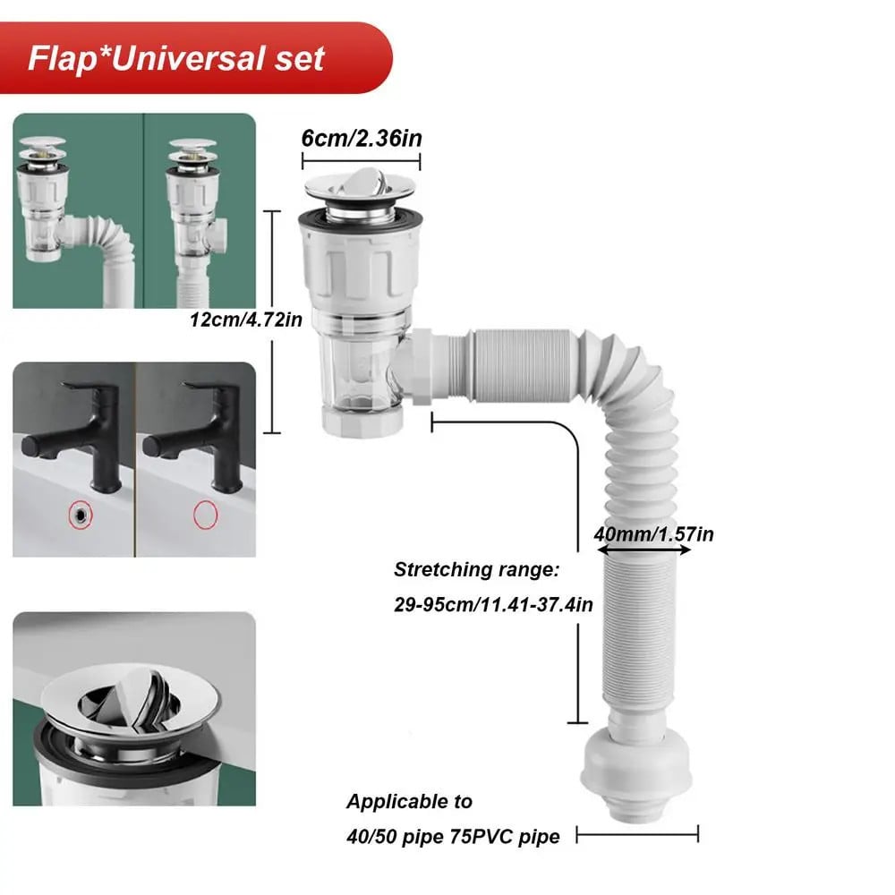 Telescoping Multi-Zweck-Abfluss-Schlauchset – Geruchsverhinderung & Einfache Installation