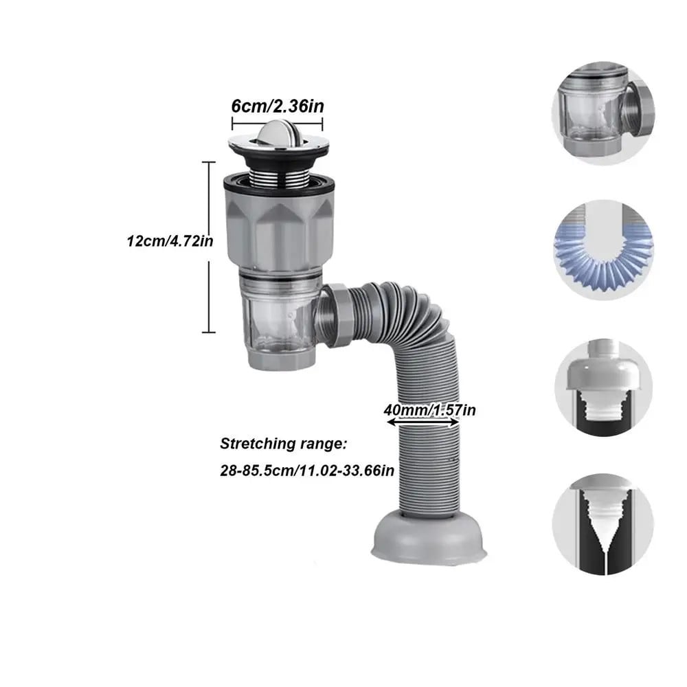 Telescoping Multi-Zweck-Abfluss-Schlauchset – Geruchsverhinderung & Einfache Installation