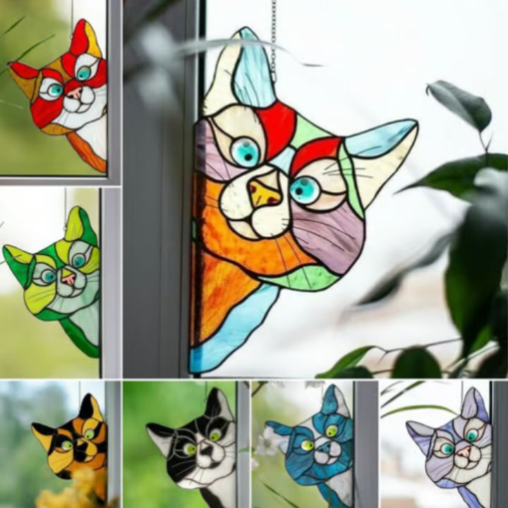 Handgefertigter Katzen-Suncatcher – Fensterdeko mit Stil