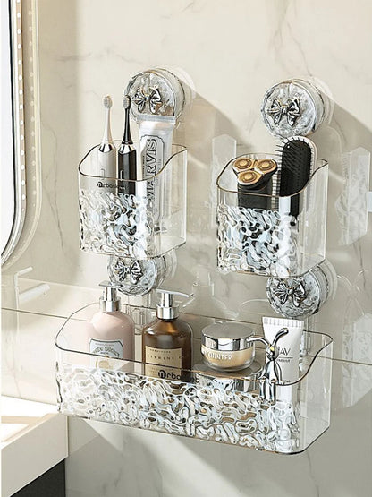 Elegantes Regal mit Gletschermuster und Saugmontage, Transparent Mivoza Deutschland