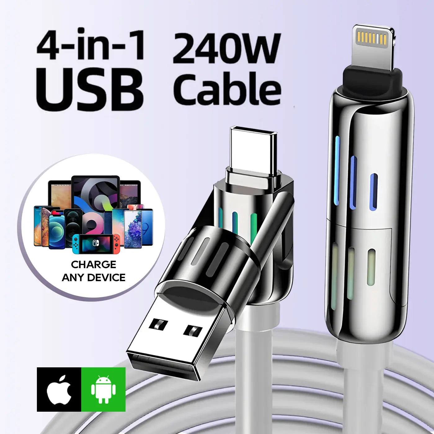 1+1 GRATIS | Schnelles 4-in-1 USB-Kabel – Universell & Langlebig Mivoza Deutschland
