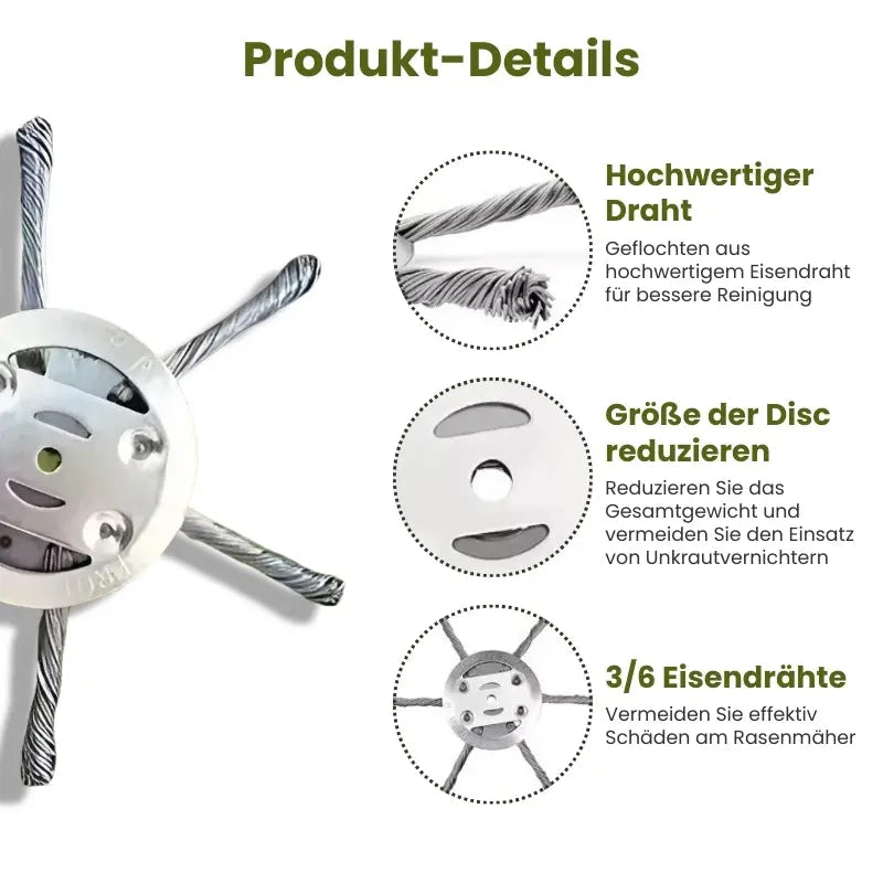 1+1 Gratis | Langlebiger Stahl-Grasschneidekopf für präzises Schneiden Mivoza Deutschland