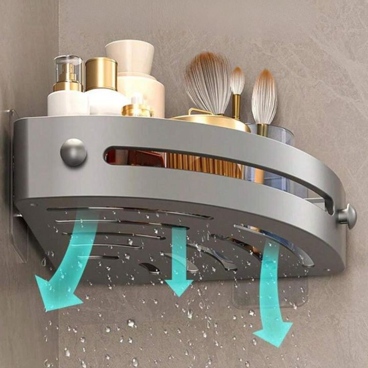Badezimmer-Wandregal – Rostfreier Eckkorb mit Klebehalter Mivoza Deutschland