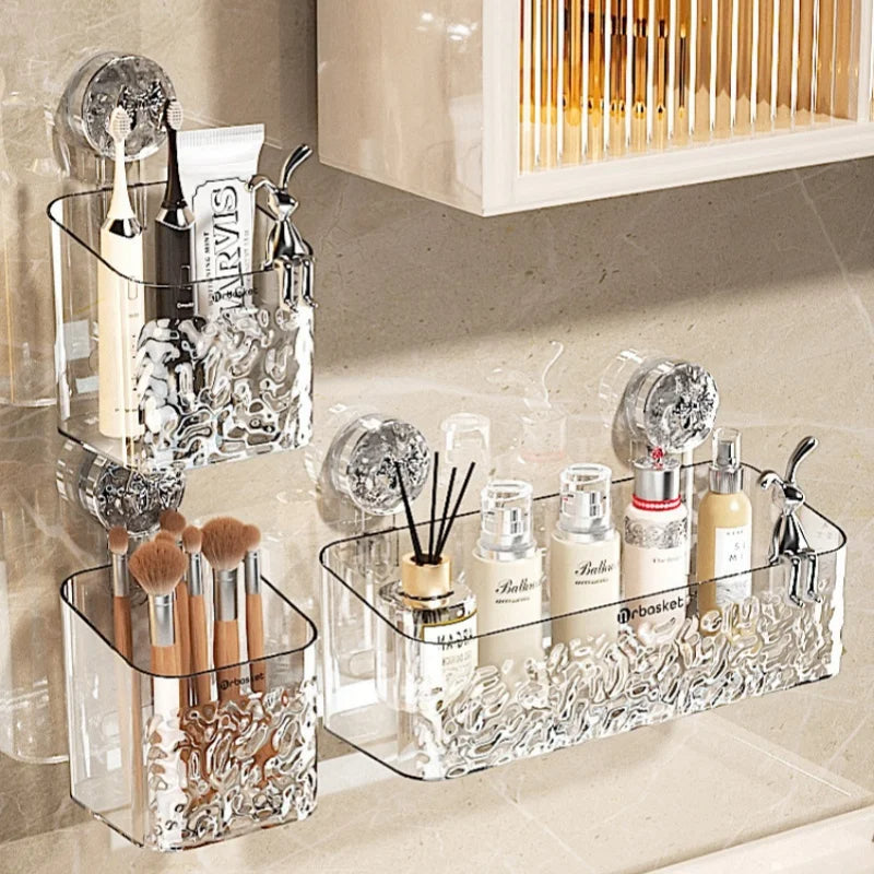 Elegantes Regal mit Gletschermuster und Saugmontage, Transparent Mivoza Deutschland