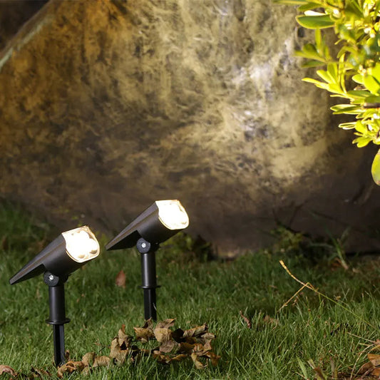 Solar LED-Gartenspots mit Wand- und Erdspießmontage, wetterfest