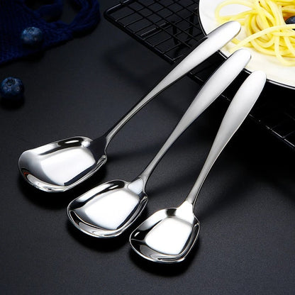 Set aus 5 Edelstahl-Löffeln mit breitem, eckigem Löffelkopf Mivoza Deutschland