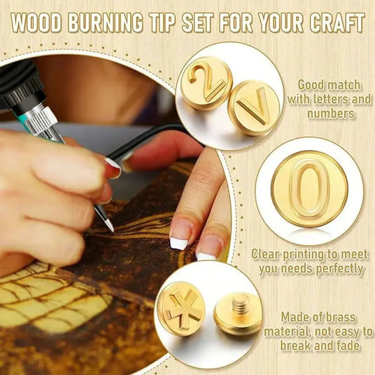 26/58-teiliges Buchstaben-Kupferpräge-Set für DIY-Holz- und Ledergravur Mivoza Deutschland