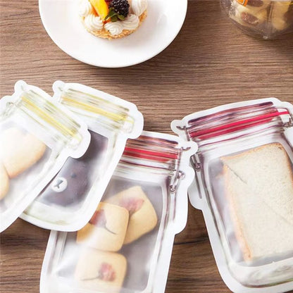 Wiederverwendbare ziplock-beutel im mason-jar-design (10 Stück)