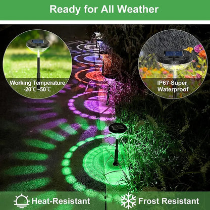 2er-Set Solar-Gartenlichter – LED-Wegeleuchten mit Sonnenmuster-Projektion! Mivoza Deutschland
