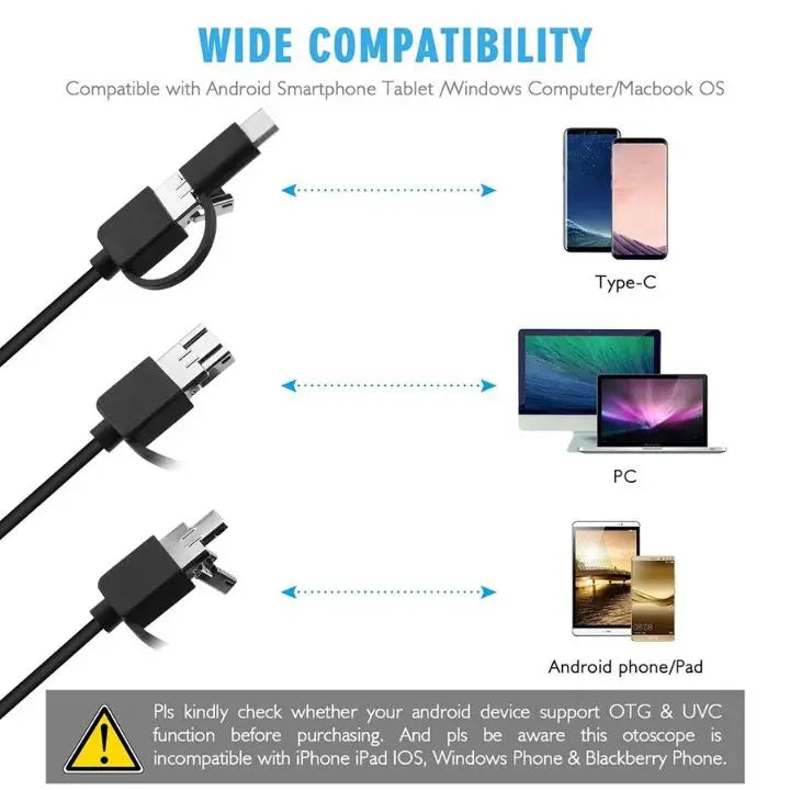 3-in-1 USB Endoskopkamera – Wasserdicht, Flexibel mit 6 Led-Leuchten Mivoza Deutschland