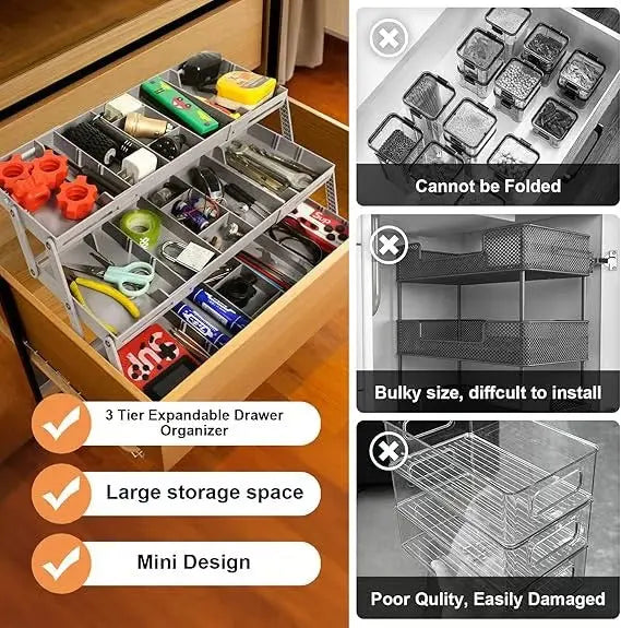 3-stufiger Smart-Schubladen-Organizer – Nutzt den Stauraum optimal aus Mivoza Deutschland