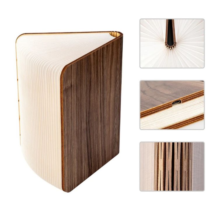 Faltbare kabellose LED-Holzlampe – 3 Lichtfarben, modern und stilvoll Mivoza Deutschland