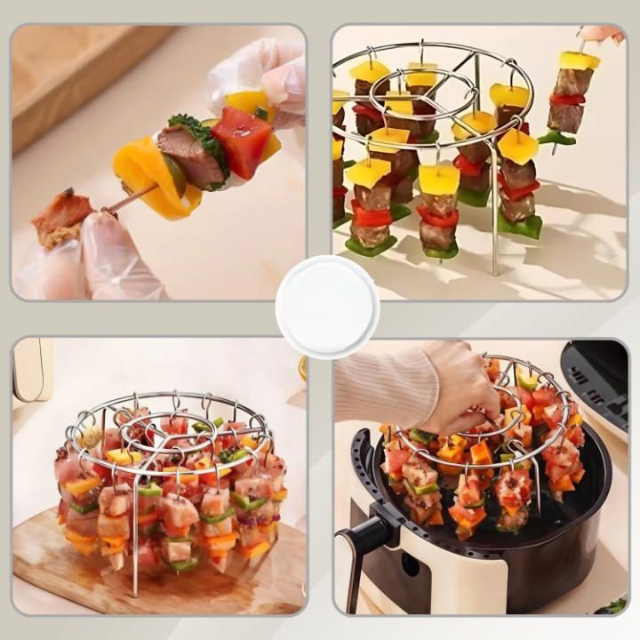Heißluftfritteusen-Grillaufsatz mit Spießen