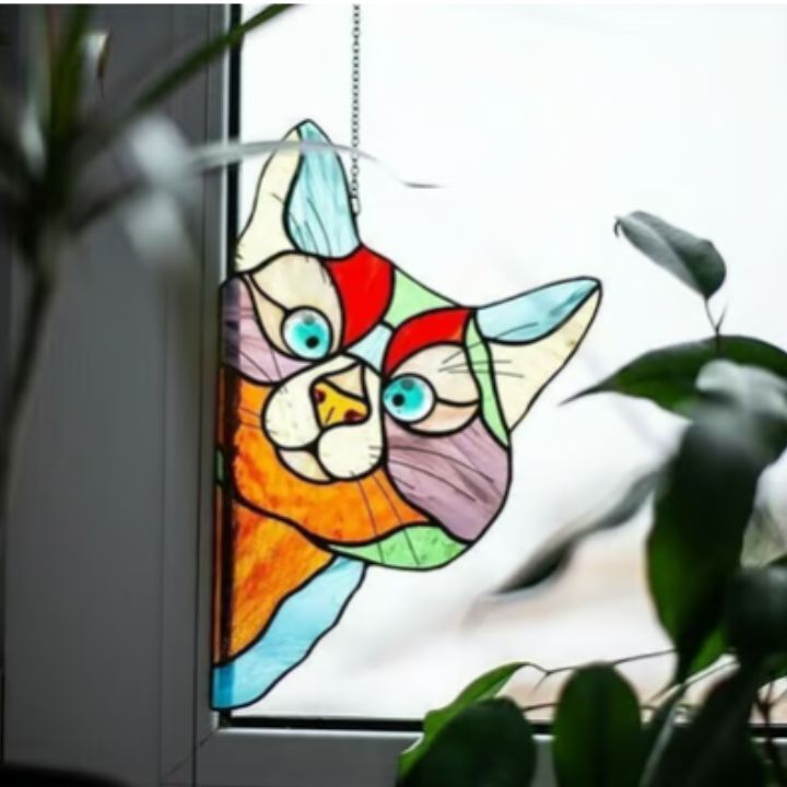 Handgefertigter Katzen-Suncatcher – Fensterdeko mit Stil