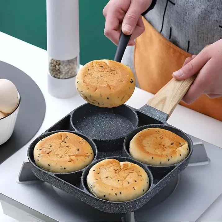 4-Kammer Bratpfanne mit Maifan-Steinbeschichtung für Eier und Pfannkuchen