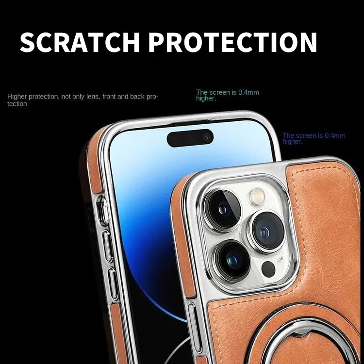 Leder iPhone-Hülle mit magnetischem Ständer – Premium-Schutz