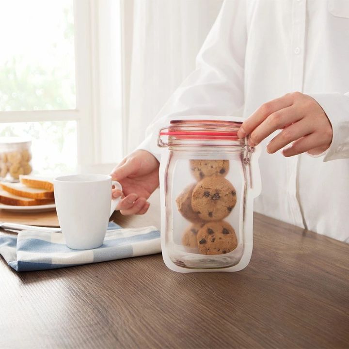 Wiederverwendbare ziplock-beutel im mason-jar-design (10 Stück)