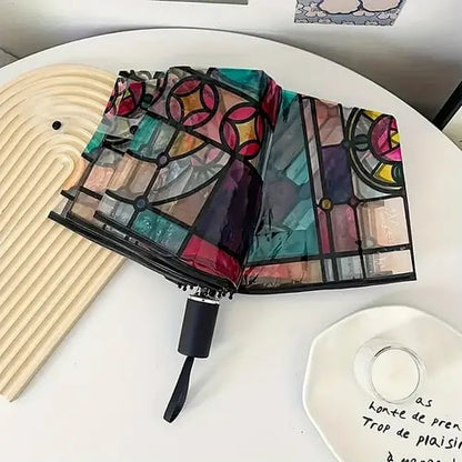 Automatischer Regenschirm – Vintage-Design mit Buntglas und Windschutz Mivoza Deutschland