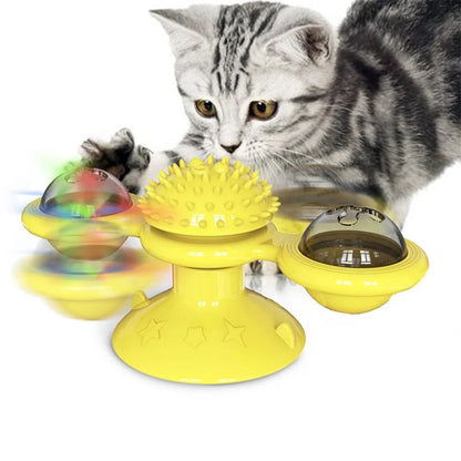 Rotierendes Katzen-Spielzeug mit Leuchteffekt und Katzenminze