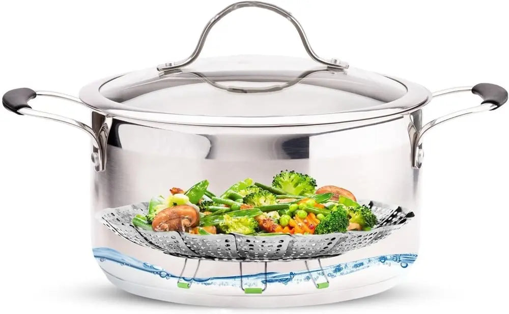 Verstellbarer Dampfgarer aus Edelstahl – Zusammenklappbarer Korb für gesundes Kochen Mivoza Deutschland