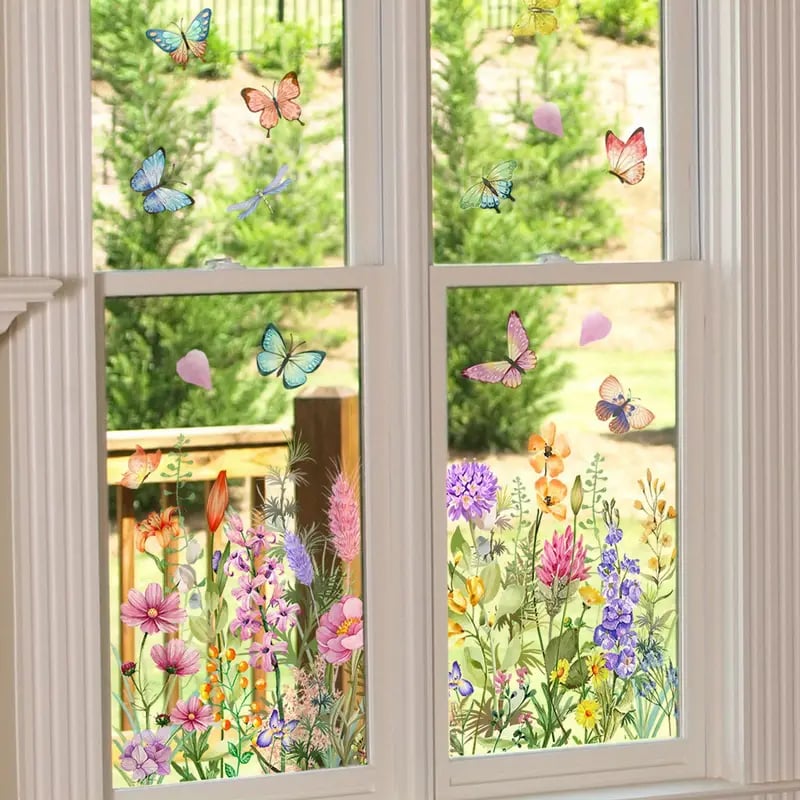 Beidseitiger Fensteraufkleber mit Blumenmotiv (kann auf jede Größe zugeschnitten werden) – 1 kaufen, 1 gratis erhalten! Mivoza Deutschland