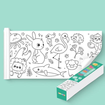 1+1 Gratis | Kinder Malrolle – Wiederverwendbarer Wandsticker mit 7 Lern- und Spaß-Themen Mivoza Deutschland
