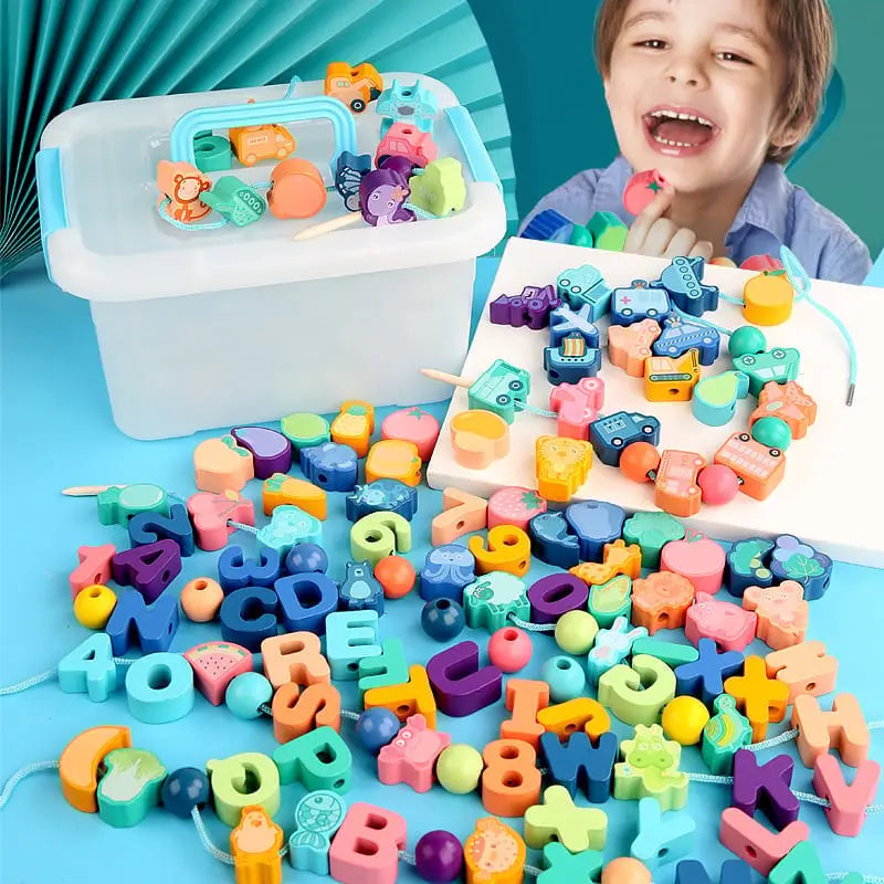 Bildungs-Holzperlen zum Schnürsenkel für Kinder Mivoza Deutschland