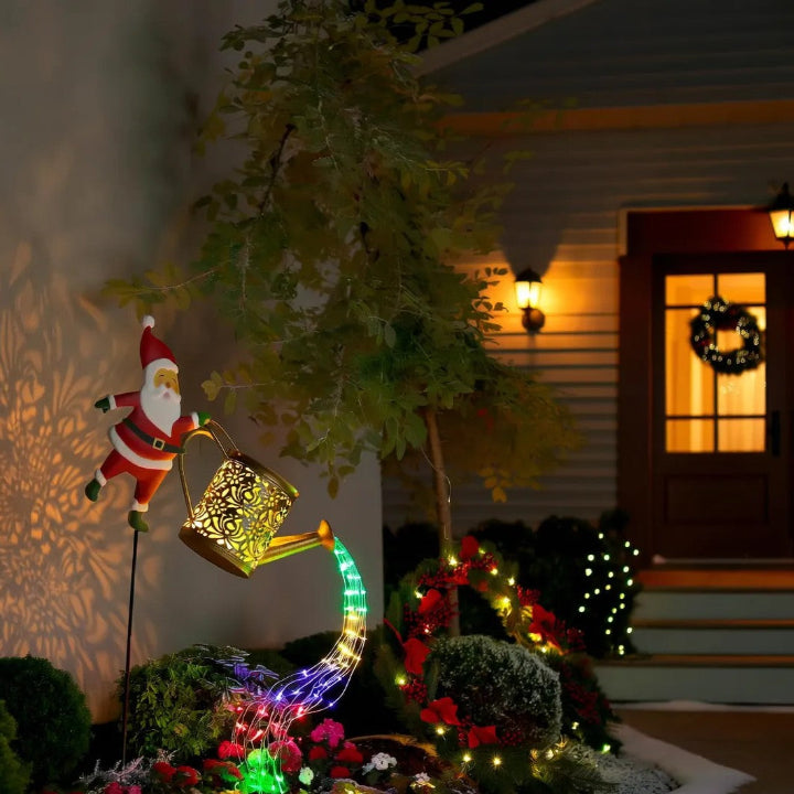 Solar-Gießkanne mit Weihnachtsmann