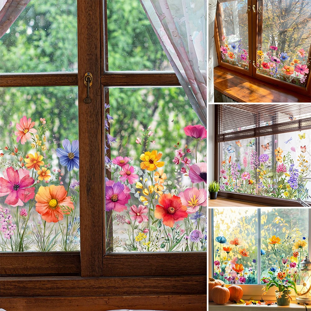 Beidseitiger Fensteraufkleber mit Blumenmotiv (kann auf jede Größe zugeschnitten werden) – 1 kaufen, 1 gratis erhalten! Mivoza Deutschland