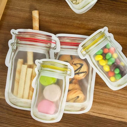 Wiederverwendbare ziplock-beutel im mason-jar-design (10 Stück)