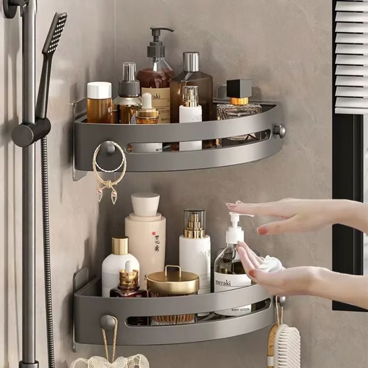 Badezimmer-Wandregal – Rostfreier Eckkorb mit Klebehalter Mivoza Deutschland