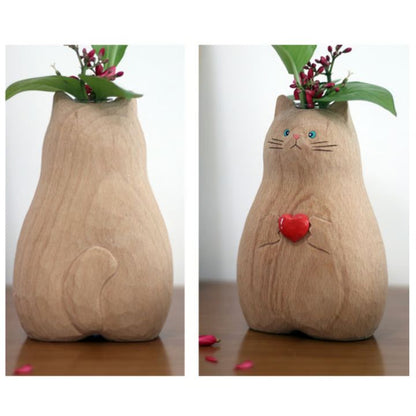 Katzen-Holzvase – Deko & Geschenk für Katzenfreunde Mivoza Deutschland