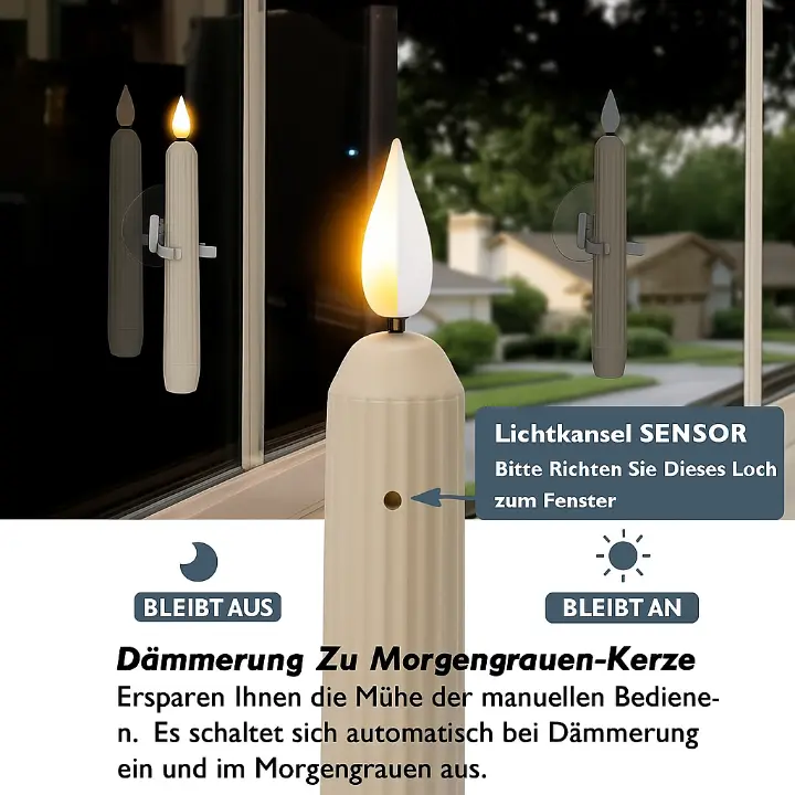 6er-Set LED-Fensterkerzen mit Dämmerungssensor – Realistische, warmweiß flackernde Flamme für gemütliche Abende Mivoza Deutschland