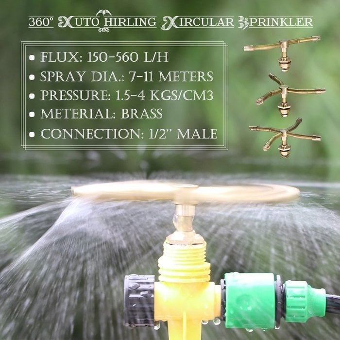 1+1 GRATIS | Kupfer-Rotationsregner mit 3 oder 4 Armen – 360° automatische Gartenbewässerung