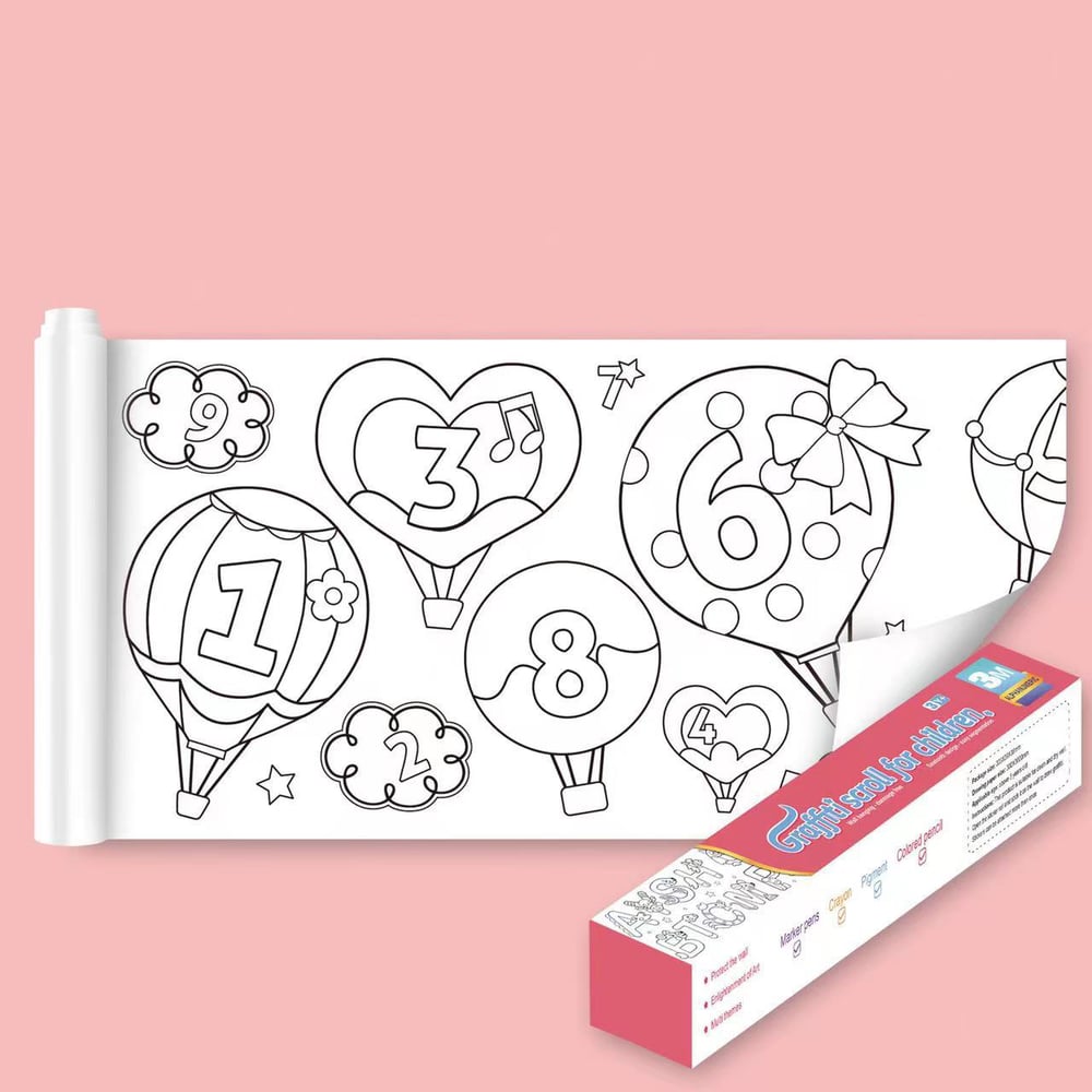 1+1 Gratis | Kinder Malrolle – Wiederverwendbarer Wandsticker mit 7 Lern- und Spaß-Themen Mivoza Deutschland
