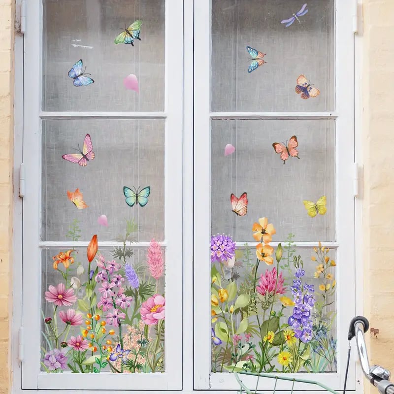 Beidseitiger Fensteraufkleber mit Blumenmotiv (kann auf jede Größe zugeschnitten werden) – 1 kaufen, 1 gratis erhalten! Mivoza Deutschland