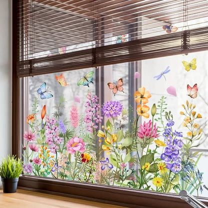 Beidseitiger Fensteraufkleber mit Blumenmotiv (kann auf jede Größe zugeschnitten werden) – 1 kaufen, 1 gratis erhalten! Mivoza Deutschland