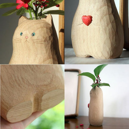 Katzen-Holzvase – Deko & Geschenk für Katzenfreunde Mivoza Deutschland