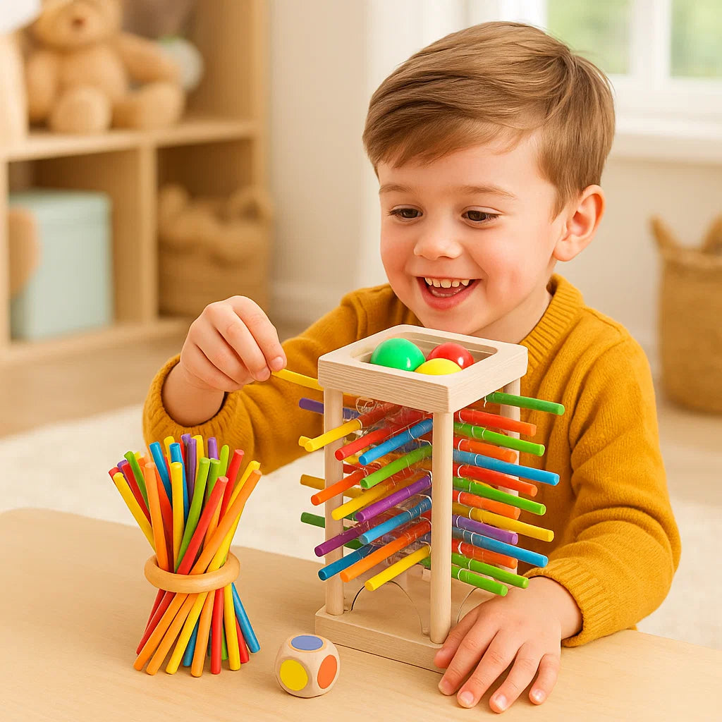 Holzstäbchen-Stapelspiel 3-in-1 – Fähigkeitenaufbau