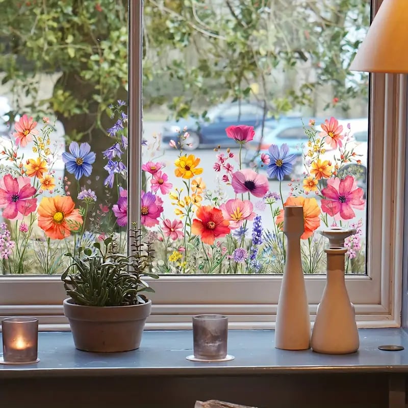 Beidseitiger Fensteraufkleber mit Blumenmotiv (kann auf jede Größe zugeschnitten werden) – 1 kaufen, 1 gratis erhalten! Mivoza Deutschland
