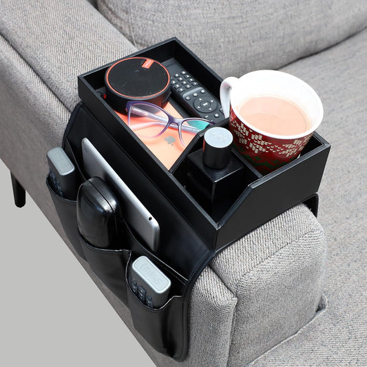 Elegantes Sofa-Armlehnen-Tablett mit Organizer für Getränke und Zubehör Mivoza Deutschland