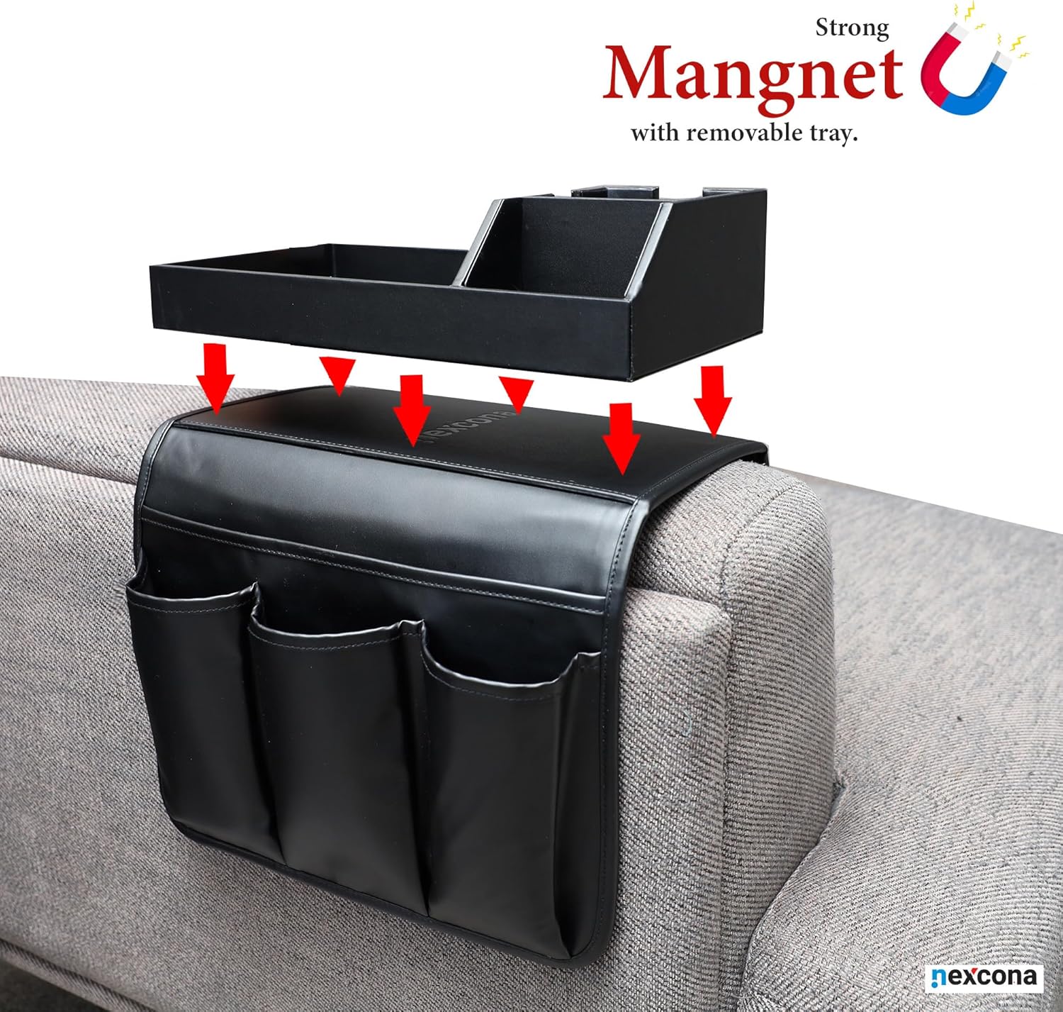 Elegantes Sofa-Armlehnen-Tablett mit Organizer für Getränke und Zubehör Mivoza Deutschland