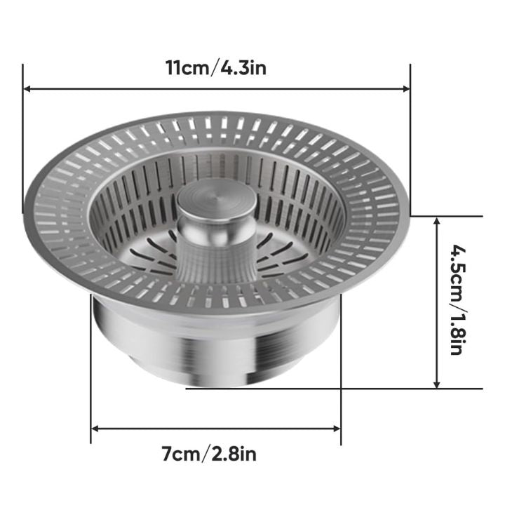 3-in-1 Küchenspülen-Abflusssieb aus Edelstahl