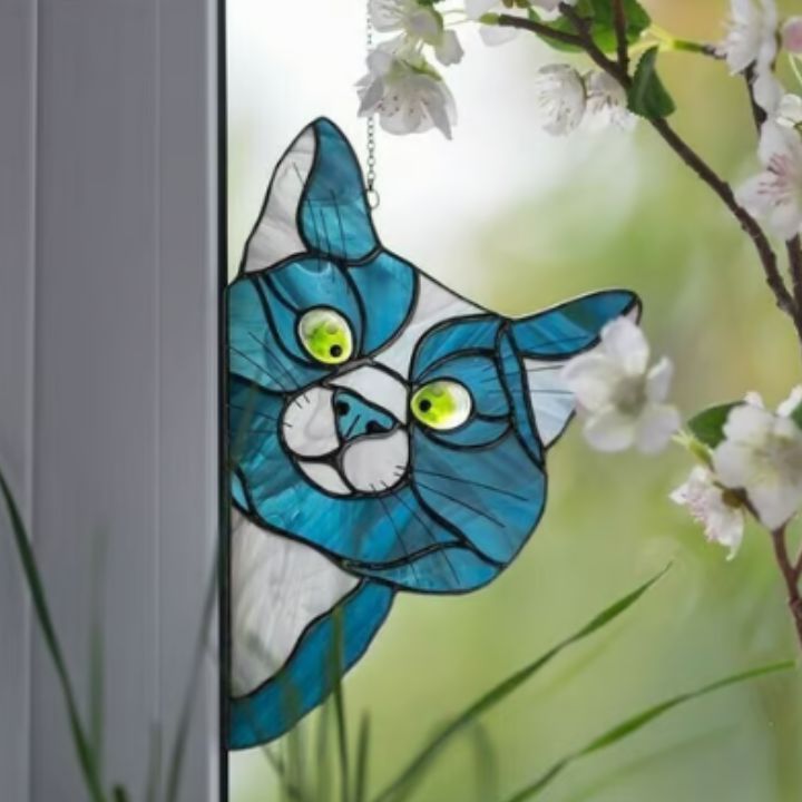 Handgefertigter Katzen-Suncatcher – Fensterdeko mit Stil