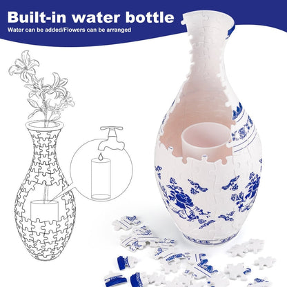 3D-Puzzle-Vase – Dekorative Blumenvase mit abnehmbarem Wasserbecher