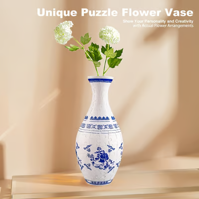 3D-Puzzle-Vase – Dekorative Blumenvase mit abnehmbarem Wasserbecher