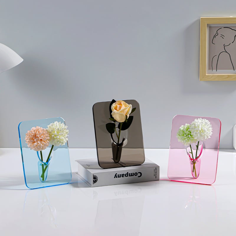 Klarer Acryl-Bilderrahmen-Vase – Elegante Wohnkultur für Einzelstämme