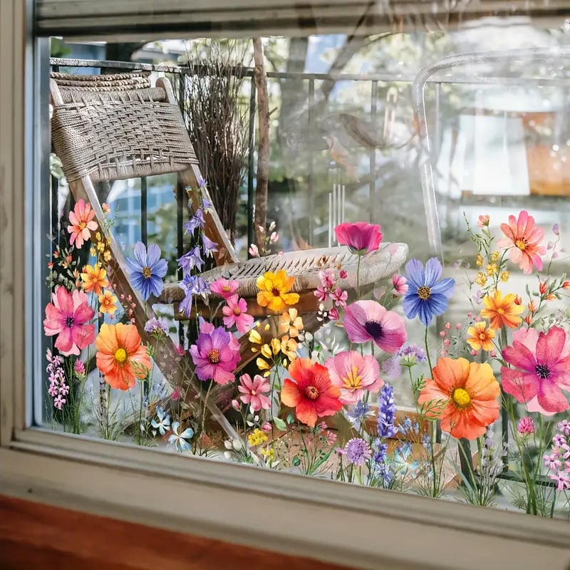 Beidseitiger Fensteraufkleber mit Blumenmotiv (kann auf jede Größe zugeschnitten werden) – 1 kaufen, 1 gratis erhalten! Mivoza Deutschland