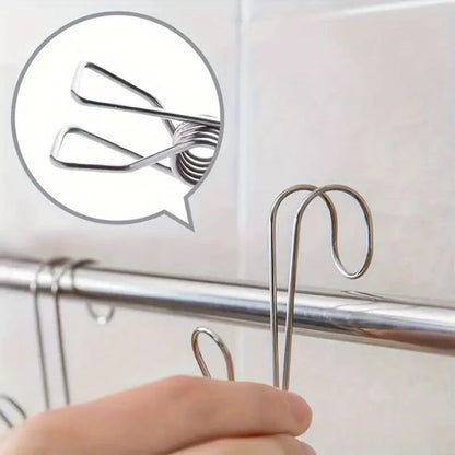 15 Stück | Edelstahl-Clips mit Haken – Sicheres Aufhängen & platzsparend lagern